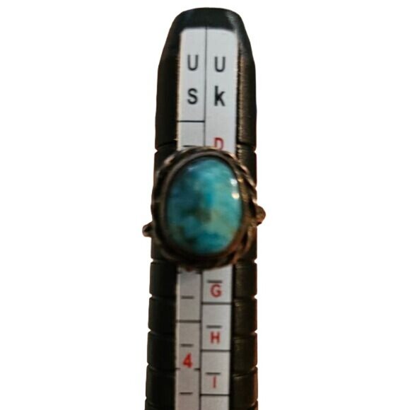 Vintage Silver &‎ Turquoise Split Shank Ring 3 - Picture 2 of 8
